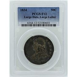 1834 Capped Bust Half Dollar Coin Large Date Large Letter PCGS F12