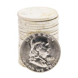Roll of (20) 1963-D Brilliant Uncirculated Franklin Half Dollar Coins