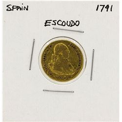 1791 Charles IV Spanish Escudo Gold Coin