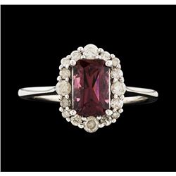 14KT White Gold 1.67ct Rhodolite Garnet and Diamond Ring