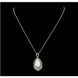 14KT Yellow Gold 8.38ct Opal and Diamond Pendant with Chain