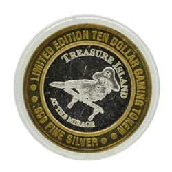 .999 Silver Treasure Island Las Vegas $10 Casino Limited Edition Gaming Token
