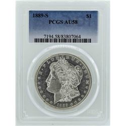 1889-S $1 Morgan Silver Dollar Coin PCGS AU58