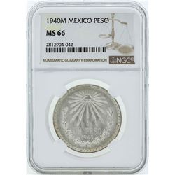 1940M Mexico Peso Silver Coin NGC MS66