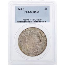1922-S $1 Peace Silver Dollar Coin PCGS MS65