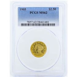 1905 $2 1/2 Liberty Head Quarter Eagle Gold Coin PCGS MS62
