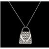 Image 2 : 14KT White Gold 0.13ctw. Diamond Pendant with Chain
