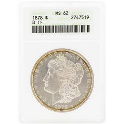 1878 8TF $1 Morgan Silver Dollar Coin ANACS MS62