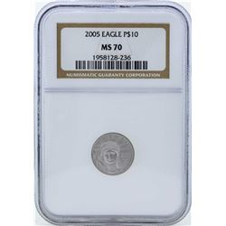 2005 $10 American Platinum Eagle Coin NGC MS70
