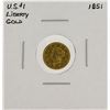 Image 1 : 1851 $1 Liberty Head Gold Dollar Coin