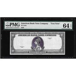 1929 American Bank Note Company Test Note 10 Units PMG 64EPQ