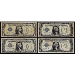 Lot of (4) 1928 $1 Silver Certificate Funnyback Notes