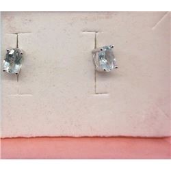 EARRINGS - 3.0 CTW OVAL FACETED BLUE TOPAZ IN STERLING SILVER STUD DESIGNED SETTING - INCLUDES CERTI