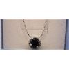 Image 1 : NECKLACE - 1.0 CT ROUND FACETED SMOKEY TOPAS & DIAMOND IN STERLING SILVER SETTING - RETAIL ESTIMATE 