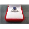 Image 1 : RING - 1.5CT OVAL FACETED BLUE SAPPHIRE & 2 DIAMONDS IN STERLING SILVER SETTING - RETAIL ESTIMATE $4