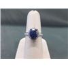 Image 2 : RING - 1.5CT OVAL FACETED BLUE SAPPHIRE & 2 DIAMONDS IN STERLING SILVER SETTING - RETAIL ESTIMATE $4