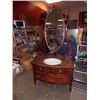 Image 2 : VINTAGE VICTORIAN VANITY WITH HARP FRAMED PIVOT MIRROR = CONVERTED TO BATHROOM VANITY - ~40" WIDE