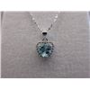 Image 1 : NECKLACE - LIVELY BLUE HEART FACETED BLUE TOPAZ & DIAMOND IN STERLING SILVER SETTING - RETAIL ESTIMA