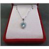Image 2 : NECKLACE - LIVELY BLUE HEART FACETED BLUE TOPAZ & DIAMOND IN STERLING SILVER SETTING - RETAIL ESTIMA