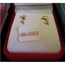 EARRINGS - 14K YELLOW GOLD IN DOLPHIN DESIGN - RETAIL ESTIMATE $350