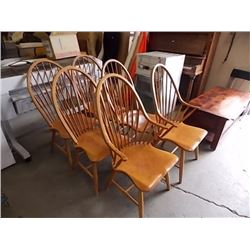 PINE DINING CHAIRS - 6 X BID (INCLUDES 2 CAPTAINS)