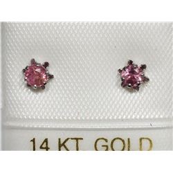 EARRINGS - 0.2CT ROUND FACETED TOURMALINE IN 14KT WHITE GOLD SETTING - RETAIL ESTIMATE $350