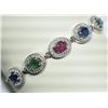Image 3 : BRACELET - 1.8CTW OVAL FACETED EMERALDS(2), RUBY(1) & SAPPHIRES(2) & 100 ROUND FACETED WHITE STONES 