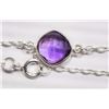 Image 2 : BRACELET - ROUND FACETED AMETHYST IN STERLING SILVER BEZEL SETTING - ADJUSTABLE SIZE - RETAIL ESTIMA