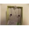 Image 1 : EARRINGS - 1.40 CT AMETHYST IN 14KT WHITE GOLD SETTING - INCLUDED CERTIFICATE $350