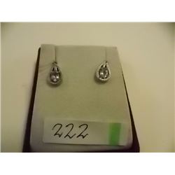 EARRINGS - NEW OVAL FACETED BLUE TOPAZ & ROUND FACETED YELLOW CHAMPAGNE DIAMONDS IN STERLING SILVER 