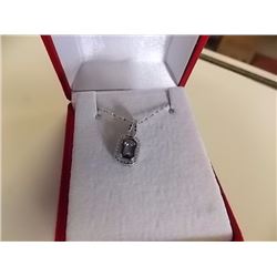 NECKLACE - EMERALD FACETED OCEAN BLUE MYSTIC TOPAZ & DIAMOND IN STERLING SILVER SETTING - RETAIL EST