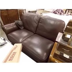 CHOCOLATE BROWN LEATHER NATUZZI ROLLED ARM SECTIONAL SECTION
