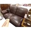 Image 1 : CHOCOLATE BROWN LEATHER NATUZZI ROLLED ARM SECTIONAL SECTION