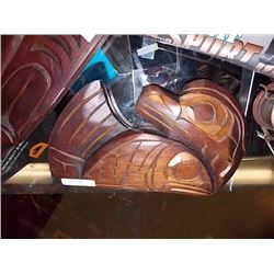 HAND CRAFTED WOOD CARVING - "SEA OTTER & FISH LOVE"