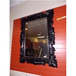 LARGE ORNATE WALL MIRROR WITH BLACK FRAME - 30 X 40"