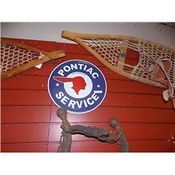 AUTOMOTIVE MEMORABILIA - METAL SIGN - ROUND - PONTIAC SERVICE