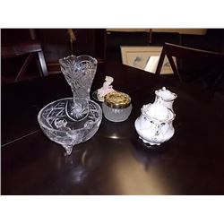 CHINA CREAM & SUGAR & PIN WHEEL DISH