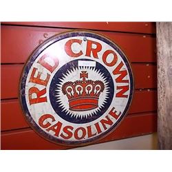 AUTOMOBILIA MOMORABILIA - METAL SIGN - RED CROWN GASOLINE