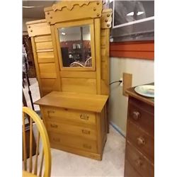 VINTAGE EAST LAKE QUEBEC ASH DRESSER WITH MIRROR - CIRCA 1870