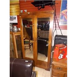 VINTAGE MAPLE WARDROBE WITH MIRRORED FRONT