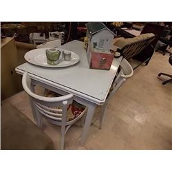 TABLE & 4 CHAIRS - UPHOLSTERED SEATS -SCISSOR LEAF 1930'S