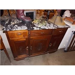 OAK SIDE BOARD WITH MARBLE TOP