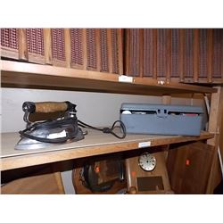 VINTAGE ELECTRIC IRON & SEWING NOTIONS