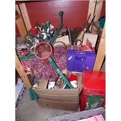 SHELF LOT OF COLLECTABLE & HOUSE HOLD - INCLUDING CHRISTMAS ITEMS