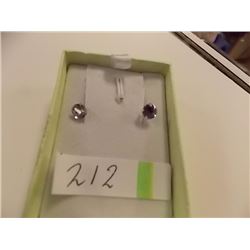 EARRINGS- NEW 1.4CTW AMETHYST IN 14K WHITE GOLD SETTING - WITH CERTIFICATE $350