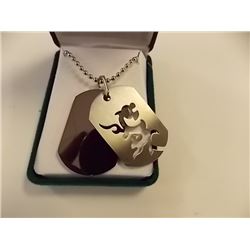 PENDANT - STAINLESS STEEL DRAGON DOGTAG WITH CHAIN - RETAIL ESTIMATE $140