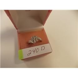 RING- 7 DIAMONDS IN STERLING SILVER FLOWER DESIGN SETTING - RETAIL ESTIMATE $400