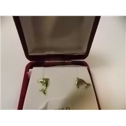 EARRINGS - 14K YELLOW GOLD IN DOLPHIN DESIGN - RETAIL ESTIMATE $350