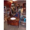 Image 1 : VINTAGE VICTORIAN VANITY WITH HARP FRAMED PIVOT MIRROR = CONVERTED TO BATHROOM VANITY - ~40" WIDE