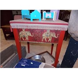 DECORATIVE FOLK ART TABLE -ELEPHANT -  31" TALL X 18" DIAMETER